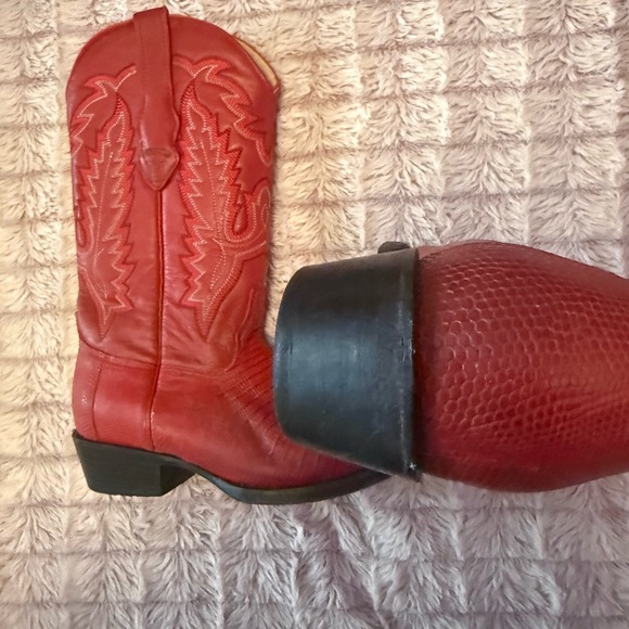 Red Western Real Exotic Leather Cowboy Boots! - Picture 8 of 14